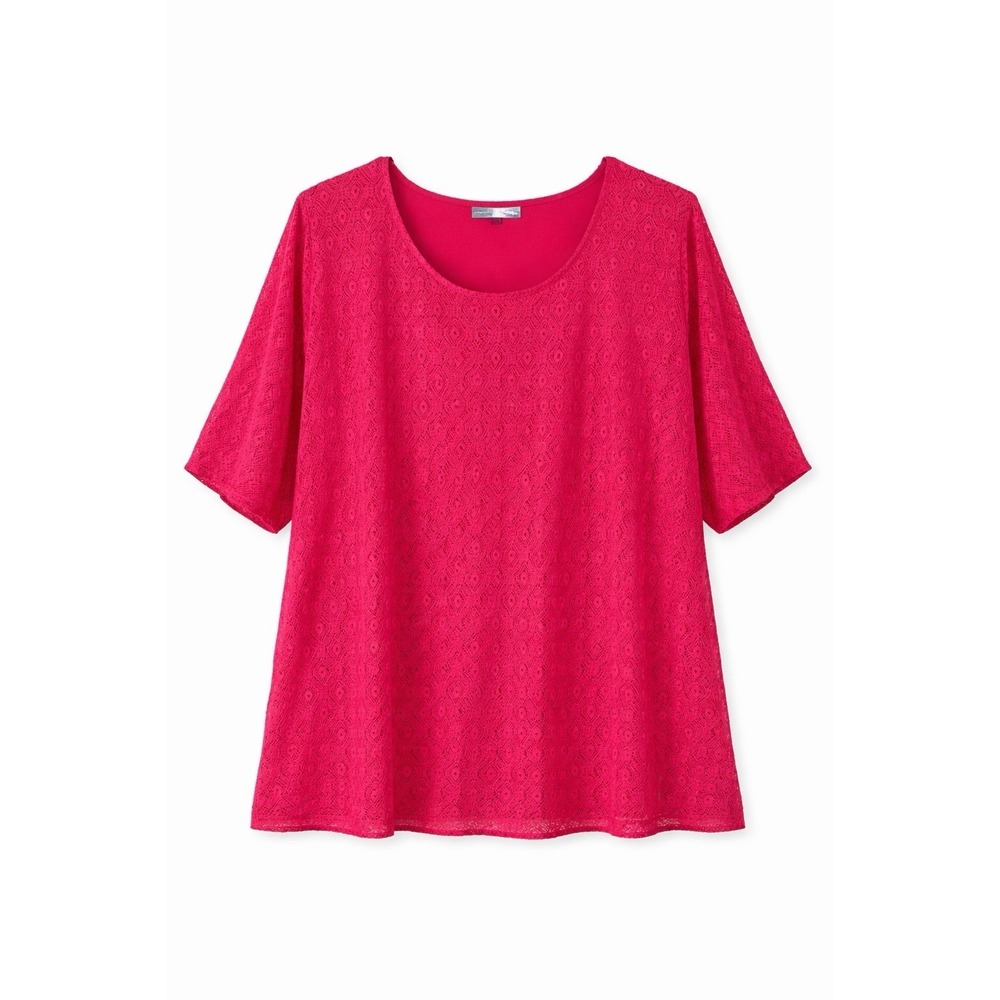 Maggie Barnes Catherines Women's Sheer Pink Lace Overlay Top W/Tank Size 3X‎